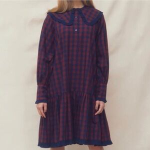 New Ophelia & Indigo Burgundy Smock Dress